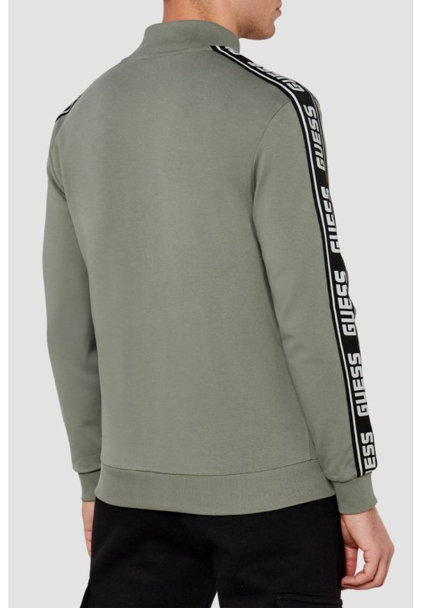 Guess - GUESS Zielona męska bluza New Arlo, Rozmiar L. Okazja: na co dzień. Kolor: zielony. Materiał: elastan, bawełna. Styl: casual