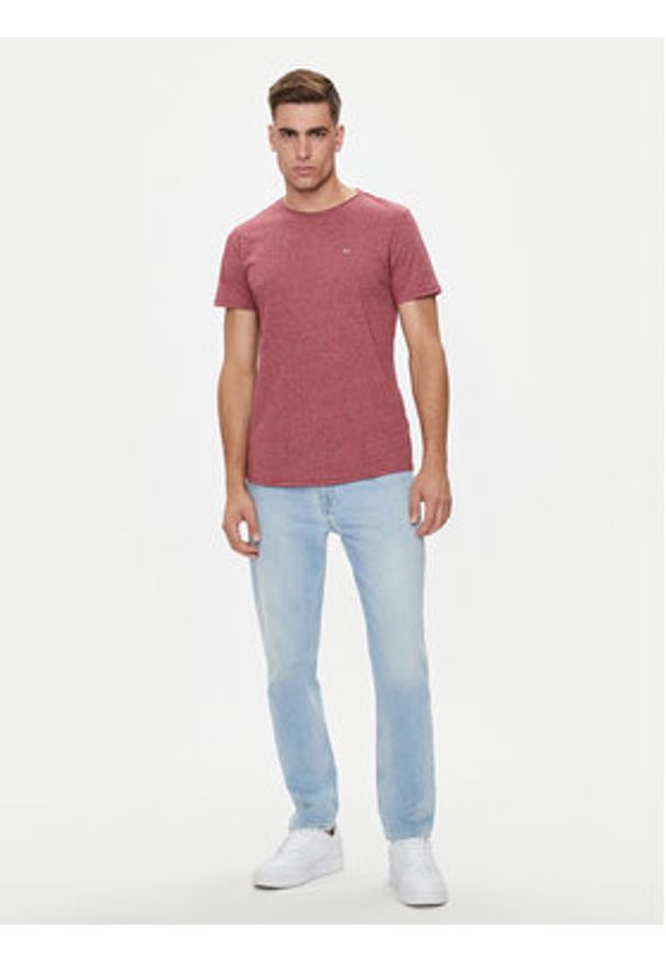 Tommy Jeans T-Shirt Jaspe DM0DM09586 Czerwony Slim Fit. Kolor: czerwony. Materiał: bawełna, syntetyk