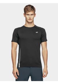 4f - Koszulka do biegania męska. Kolor: czarny. Materiał: włókno, dzianina. Sport: bieganie, fitness #1