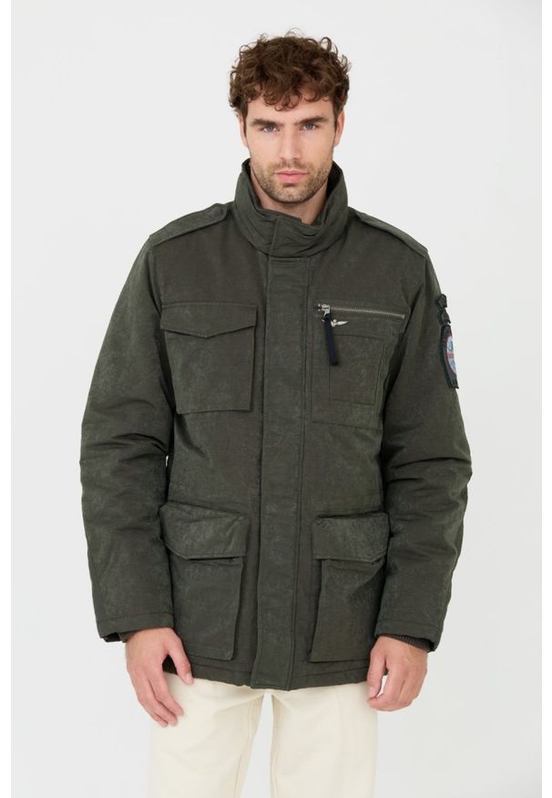 Aeronautica Militare - AERONAUTICA MILITARE Zielona męska kurtka. Kolor: zielony