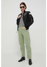 United Colors of Benetton jeansy damskie high waist. Stan: podwyższony. Kolor: zielony #2