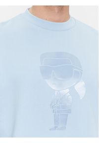 Karl Lagerfeld - KARL LAGERFELD Bluza 705400 541900 Błękitny Regular Fit. Typ kołnierza: dekolt w karo. Kolor: niebieski. Materiał: bawełna