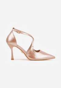 Renee - Szampańskie Szpilki VICES ze Skrzyżowanymi Paseczkami i Wkładką ze Skóry Naturalnej Dalimara. Kolor: złoty. Materiał: skóra. Obcas: na szpilce. Styl: elegancki #3