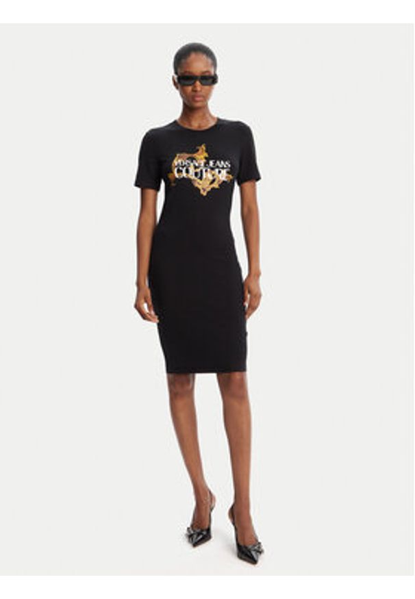 Versace Jeans Couture Sukienka codzienna 79HAOE06 CJ02E Czarny Regular Fit. Okazja: na co dzień. Kolor: czarny. Materiał: syntetyk. Typ sukienki: proste. Styl: casual