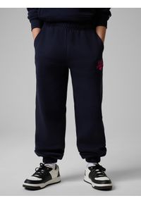 4f - 4F Spodnie dresowe joggery dziewczęce - granatowe 158/164 (12-14 lat). Okazja: na co dzień, na spacer, na uczelnię. Stan: podwyższony. Kolor: niebieski. Materiał: dresówka. Sezon: lato. Styl: casual #2