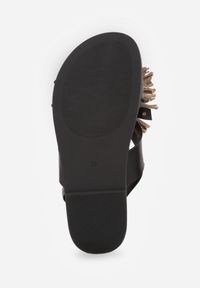 Renee - Czarne Sandały VICES z Frędzlami z Przodu Callane. Zapięcie: sprzączka. Kolor: czarny. Materiał: jeans #5