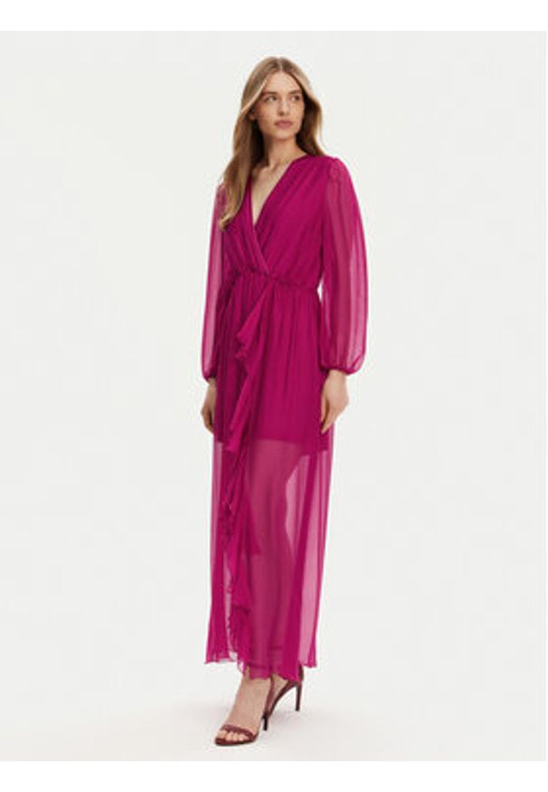 Haveone Sukienka letnia AFF-N013 Różowy Loose Fit. Kolor: różowy. Materiał: wiskoza. Sezon: lato