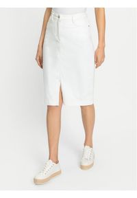 Olsen Spódnica jeansowa 16001361 Biały Regular Fit. Kolor: biały. Materiał: bawełna
