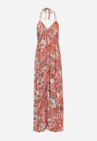 Born2be - Pomarańczowa Wiskozowa Sukienka z Wiązaniem na Szyi Ściągana pod Biustem Viseri. Okazja: na co dzień. Typ kołnierza: dekolt w kształcie V. Kolor: pomarańczowy. Materiał: wiskoza. Typ sukienki: proste. Styl: elegancki, casual #2