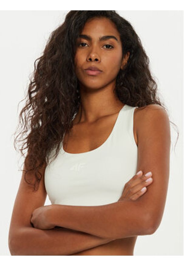 4f - 4F Biustonosz sportowy 4FWAW24USBAF140 Écru. Materiał: syntetyk