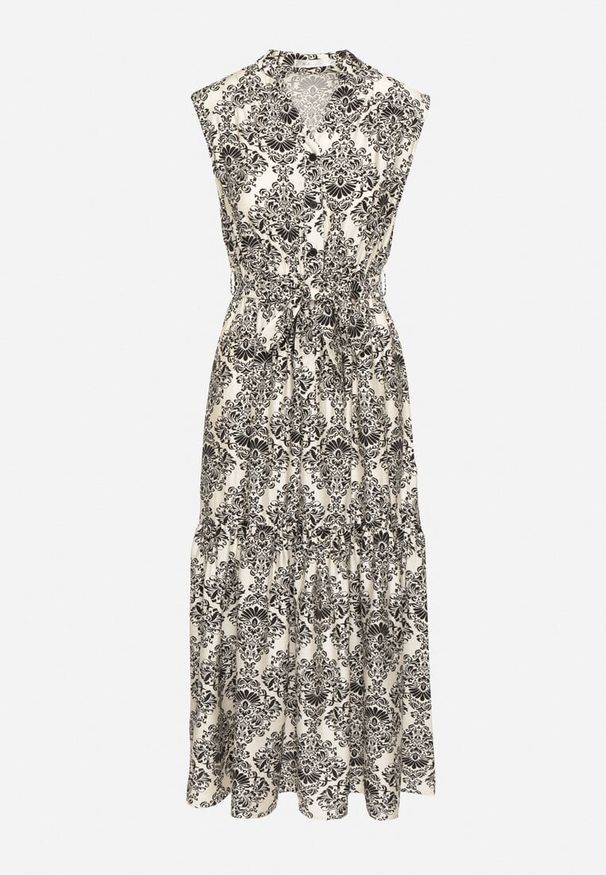 Born2be - Czarna Wiskozowa Sukienka Bez Rękawów z Wiązanym Paskiem Filimea. Okazja: na co dzień. Typ kołnierza: dekolt w kształcie V. Kolor: czarny. Materiał: wiskoza. Długość rękawa: bez rękawów. Typ sukienki: proste. Styl: casual, elegancki