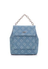 Wittchen - Damski plecak dżinsowy w monogram z etui niebieski. Kolor: niebieski. Materiał: bawełna. Wzór: aplikacja, paski, gładki. Styl: elegancki #1