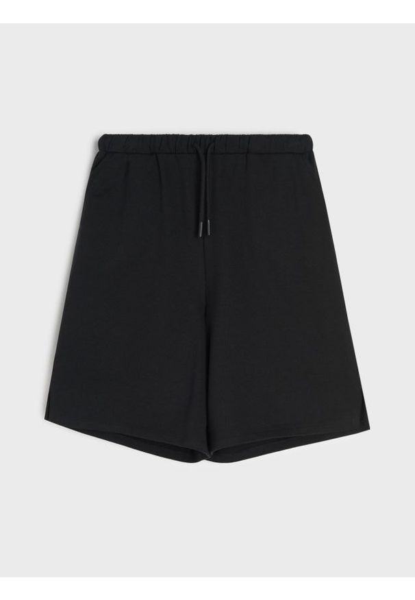 Sinsay - Bawełniane szorty loose - czarny. Kolor: czarny. Materiał: bawełna