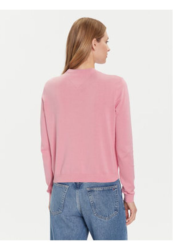 Tommy Jeans Sweter Essential DW0DW20159 Różowy Regular Fit. Kolor: różowy. Materiał: bawełna