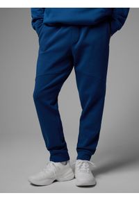 4f - 4F Spodnie dresowe joggery męskie 4F x Robert Lewandowski - granatowe XL. Kolor: niebieski. Materiał: dresówka. Wzór: nadruk. Sport: piłka nożna #2