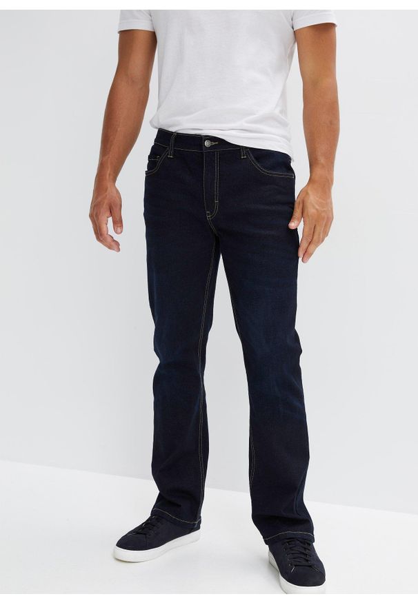 bonprix - Dżinsy ze stretchem Regular Fit Bootcut. Kolor: niebieski