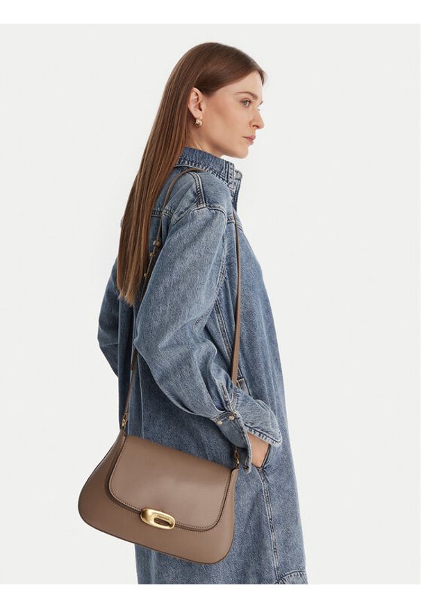 Calvin Klein Torebka Hardware Flap Meidum Crossbody LV04F3401G Beżowy. Kolor: beżowy. Materiał: skórzane