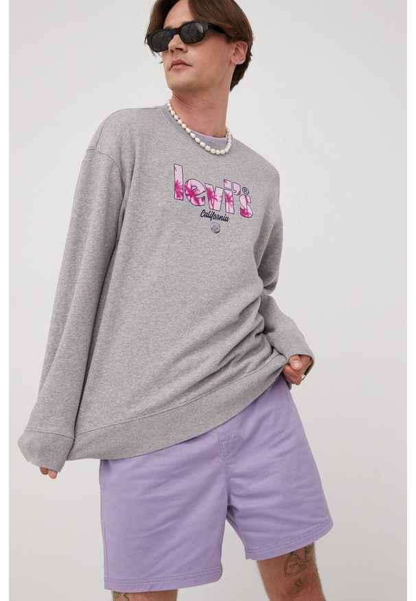 Levi's® - Levi's bluza męska kolor szary melanżowa. Okazja: na spotkanie biznesowe. Kolor: szary. Materiał: dzianina. Wzór: melanż. Styl: biznesowy