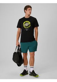 4f - 4F T-shirt regular z nadrukiem męski - czarny XXL. Okazja: na co dzień. Kolor: czarny. Materiał: bawełna, materiał, dzianina. Wzór: nadruk. Styl: casual, sportowy #2