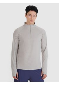 4f - 4F Longsleeve do biegania w terenie szybkoschnący męski - szary XL. Typ kołnierza: kołnierzyk stójkowy. Kolor: szary. Materiał: dzianina, włókno, materiał, syntetyk. Długość rękawa: długi rękaw. Długość: długie