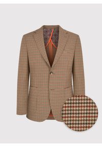 Pako Lorente - PAKO LORENTE - Beżowa marynarka w pepitkę. Okazja: na co dzień. Kolor: beżowy. Materiał: poliester, wiskoza, elastan. Sezon: jesień. Styl: casual #4