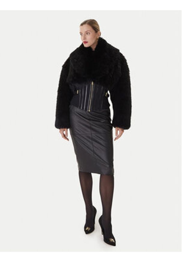 Elisabetta Franchi Spódnica z imitacji skóry GO-145-57E2 Czarny Regular Fit. Kolor: czarny. Materiał: syntetyk