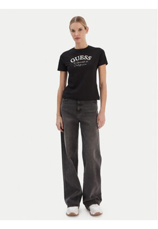 Guess T-Shirt V6RI02 J1314 Czarny Regular Fit. Kolor: czarny. Materiał: bawełna