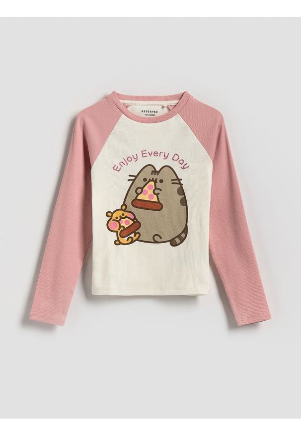 Reserved - Bawełniana koszulka Pusheen - brudny róż. Kolor: różowy. Materiał: bawełna