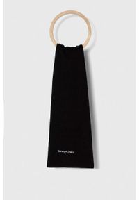 Tommy Jeans szalik męski kolor czarny z nadrukiem. Kolor: czarny. Materiał: dzianina, bawełna. Wzór: nadruk #1