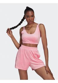 Adidas - adidas Top Velvet HL9124 Różowy Slim Fit. Kolor: różowy. Materiał: syntetyk