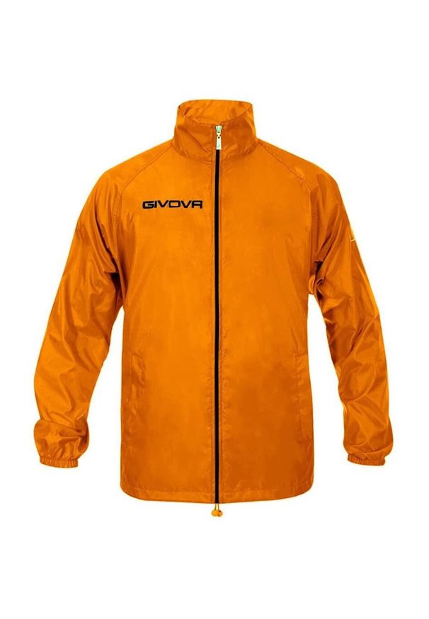 Kurtka do piłki nożnej męska Givova Basico przeciwdeszczowa. Kolor: pomarańczowy. Materiał: nylon. Sezon: zima. Sport: bieganie