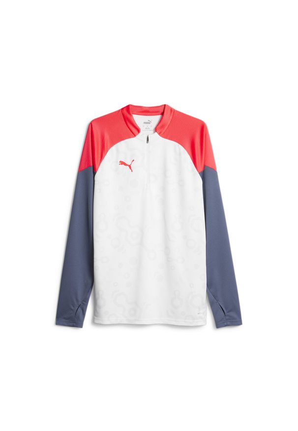 Bluza Puma Individualcup 14 Zip Top, Mężczyźni. Kolor: pomarańczowy, czerwony, biały, wielokolorowy. Materiał: poliester, materiał. Długość rękawa: długi rękaw