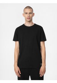 4f - T-shirt regular gładki męski. Kolor: czarny. Materiał: bawełna. Wzór: gładki #1