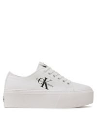 Calvin Klein Jeans Tenisówki Cupsole Low Txt YW0YW01033 Biały. Kolor: biały. Materiał: materiał #1