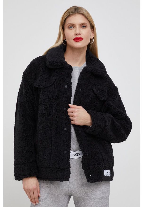 Ugg - UGG Kurtka damska kolor czarny przejściowa oversize. Kolor: czarny