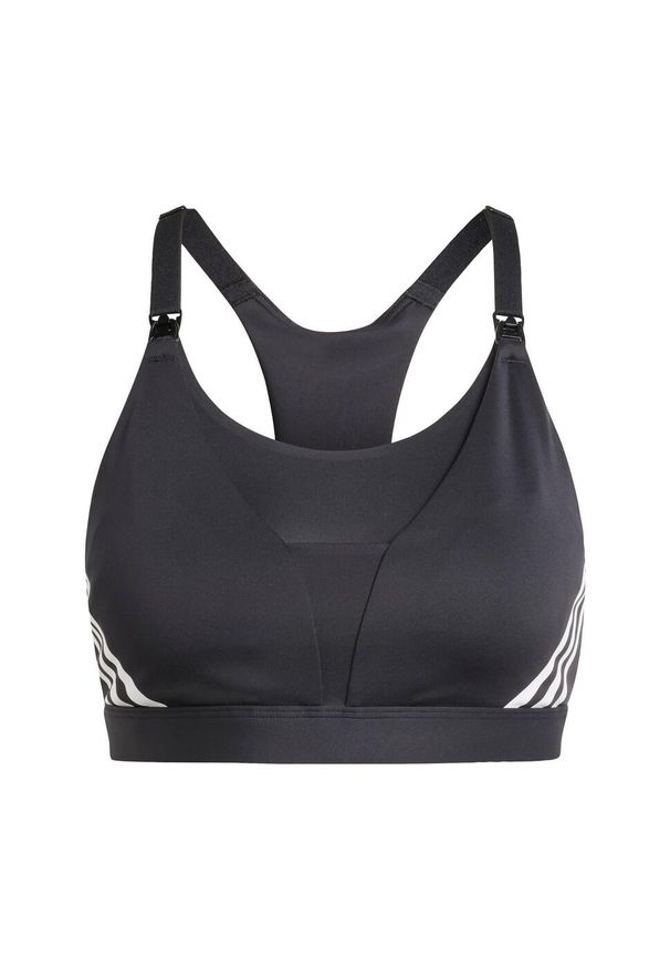Adidas - Biustonosz Powerimpact Luxe Medium-Support Maternity. Kolekcja: moda ciążowa. Kolor: czarny. Materiał: materiał. Sport: fitness