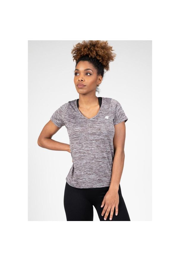 GORILLA WEAR - Elmira V-Neck Koszulka - Szary Melange. Kolor: szary. Sport: fitness