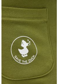 Save The Duck Spodnie kolor beżowy gładkie. Kolor: zielony. Materiał: dzianina. Wzór: gładki #5