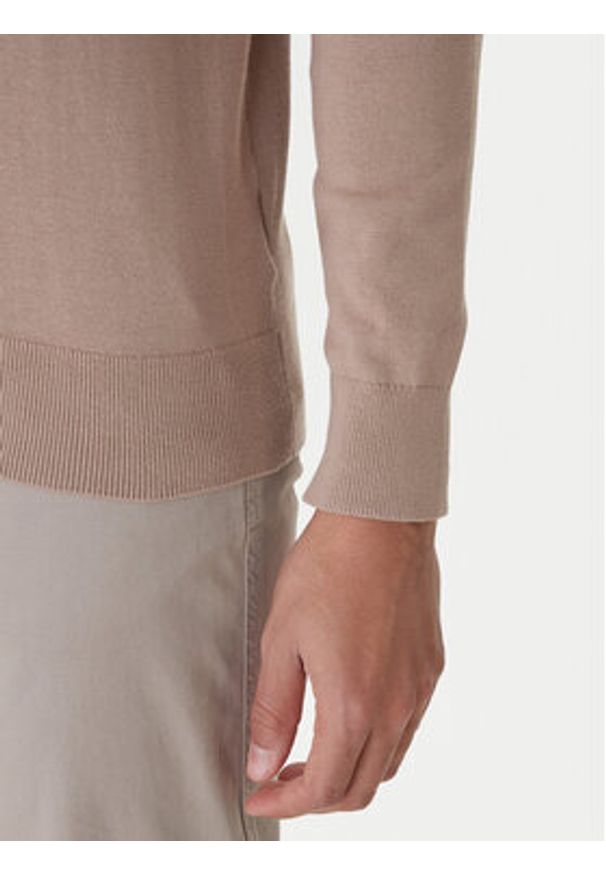 TOMMY HILFIGER - Tommy Hilfiger Sweter Essential MW0MW14745 Beżowy Regular Fit. Kolor: beżowy. Materiał: bawełna