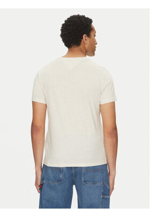 Tommy Jeans T-Shirt Entry Graphic DM0DM20779 Beżowy Slim Fit. Kolor: beżowy. Materiał: bawełna