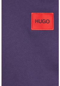 Hugo Bluza bawełniana męska kolor brązowy gładka. Okazja: na co dzień. Kolor: fioletowy. Materiał: bawełna. Wzór: gładki. Styl: casual