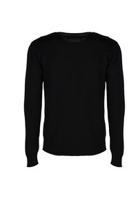 Les Hommes Sweter | LJK104-652B | Round Neck Sweater With Shoulder Detail | Mężczyzna | Czarny. Okazja: na co dzień. Kolor: czarny. Materiał: wełna. Styl: casual #6