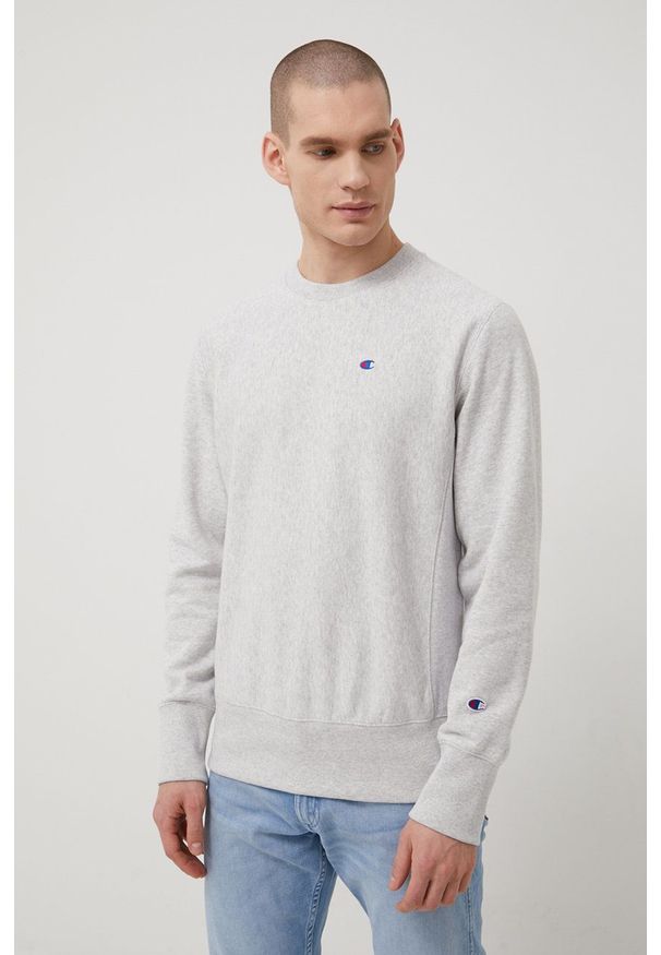 Champion bluza 217223 męska kolor szary gładka. Okazja: na co dzień. Kolor: szary. Materiał: materiał. Wzór: gładki. Styl: casual