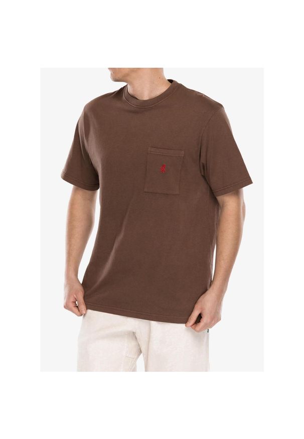 Koszulka bawełniana Gramicci One Point Tee Pigment Dyed. Kolor: brązowy. Materiał: bawełna