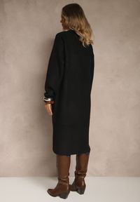 Renee - Czarny Długi Kardigan Niezapinany z Bawełną Ferrive. Okazja: na co dzień. Kolor: czarny. Materiał: bawełna. Długość: długie. Styl: casual #4