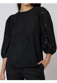 Sinsay - Elegancka bluzka z bufkami - czarny. Kolor: czarny. Styl: elegancki #1