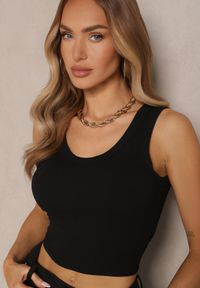Renee - Czarny Tank Top Prążkowany Toslina. Okazja: na co dzień. Kolor: czarny. Materiał: prążkowany. Styl: klasyczny, casual
