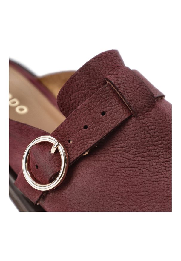 Klapki damskie Armodo, skórzana cholewka naturalna wsuwana konstrukcja z subtelną klamrą odkryta pięta niski stabilny obcas wygodne codzienne wykończ. Okazja: na co dzień. Kolor: fioletowy. Materiał: skóra. Obcas: na obcasie. Styl: casual. Wysokość obcasa: niski