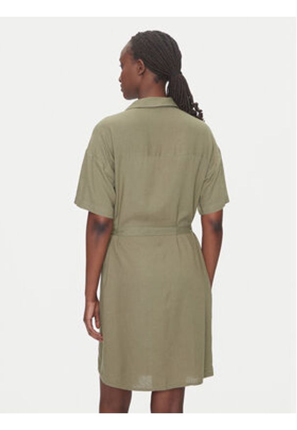Vero Moda Sukienka koszulowa Thea 10333791 Zielony Loose Fit. Kolor: zielony. Materiał: len, wiskoza. Typ sukienki: koszulowe