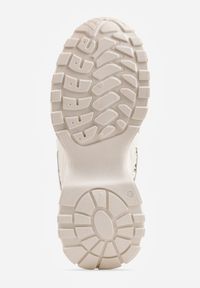 Born2be - Beżowe Sneakersy na Grubej Podeszwie z Koronkowymi Wstawkami i Cyrkoniami Sephialle. Okazja: na spacer, na co dzień. Kolor: beżowy. Materiał: koronka. Wzór: haft. Sport: turystyka piesza #2